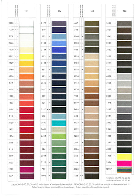 Amann Thread Color Charts - Strongbond / Serabond – Sunny Sewing Machines