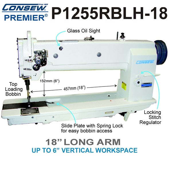 Consew P1255RB Top Load Bobbin Walking Foot Sewing Machine P1255RBL-18  P1255RBLH-18