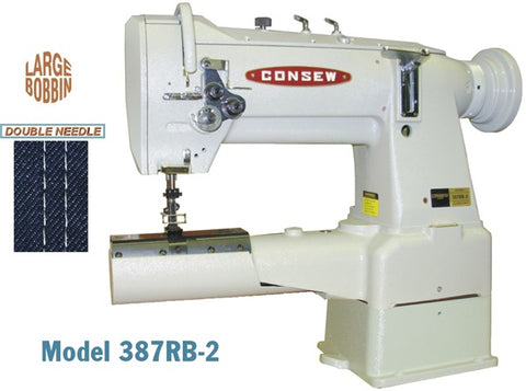 Consew 387RB-2 Cylinder Arm Double Needle Walking Foot Sewing Machine