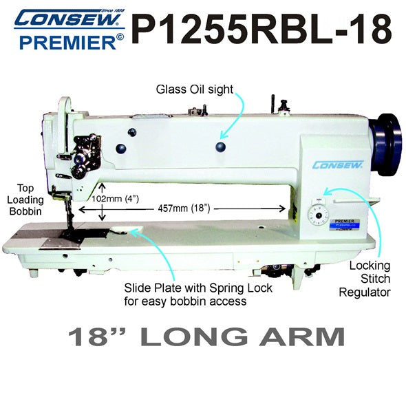 Consew P1255RB Top Load Bobbin Walking Foot Sewing Machine P1255RBL-18  P1255RBLH-18