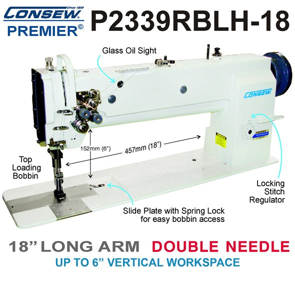 Consew P2339RBL-18 Double Needle Walking Foot Sewing Machine P2339RBLH-18