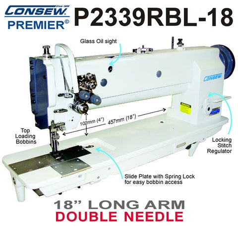 Consew P2339RBL-18 Double Needle Walking Foot Sewing Machine P2339RBLH-18